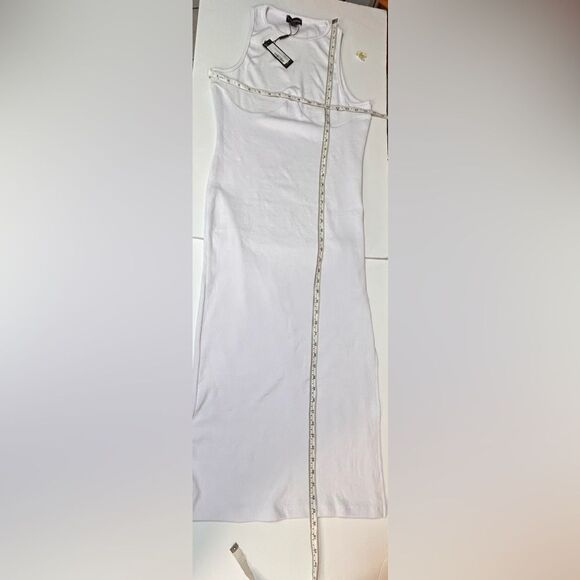 NWT PrettyLittleThing White Cup Detail Racer Split Midi Dress Sleeveless Size 10 - Picture 14 of 17